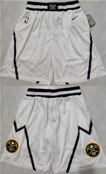 Mens Denver Nuggets White Shorts (Run Smaller)